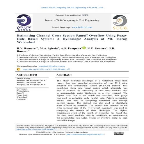 Estimating Channel Cross Section Runoff Overflow Using Fuzzy Rule Based System: A Hydrologic Analysis of Mt. Isarog Watershed