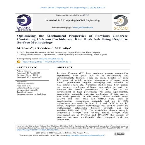 Optimizing the Mechanical Properties of Pervious Concrete Containing ...
