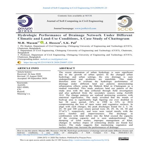 Hydrologic Performance of Drainage Network Under Different Climatic and Land-...