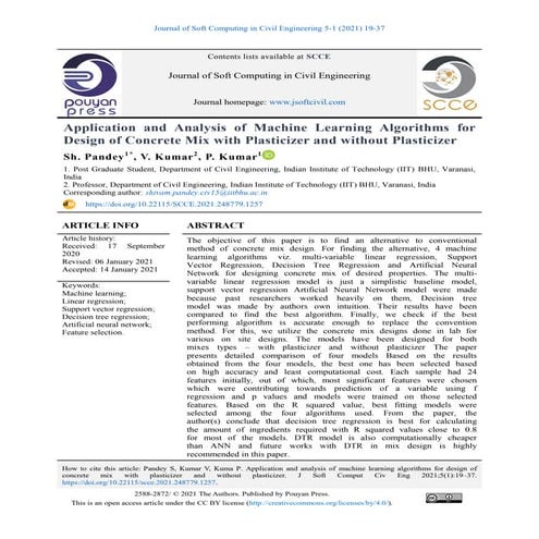Application and Analysis of Machine Learning Algorithms for Design of Concret...
