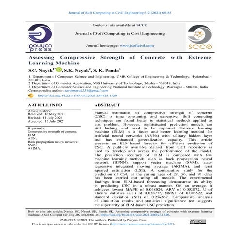 Assessing Compressive Strength of Concrete with Extreme Learning Machine