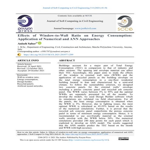 Effects of Window-to-Wall Ratio on Energy Consumption: Application of Numerical and ANN Approaches