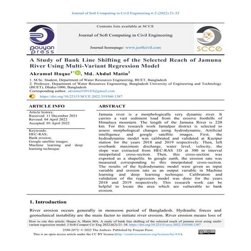 A Study of Bank Line Shifting of the Selected Reach of Jamuna River Using Mul...