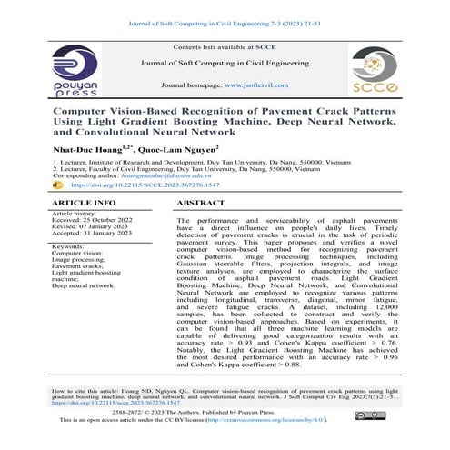 Computer Vision-Based Recognition of Pavement Crack Patterns Using Light Grad...