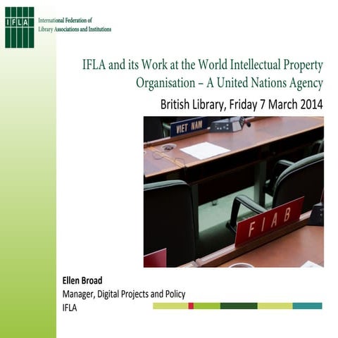 Presentation to British Library re WIPO treaty for libraries