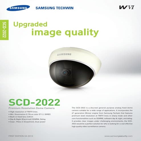 Samsung Techwin SCD-2022 Data Sheet