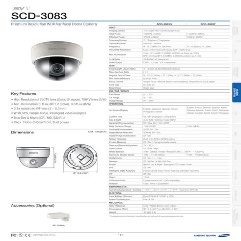 Samsung Techwin SCD-3083 Data Sheet