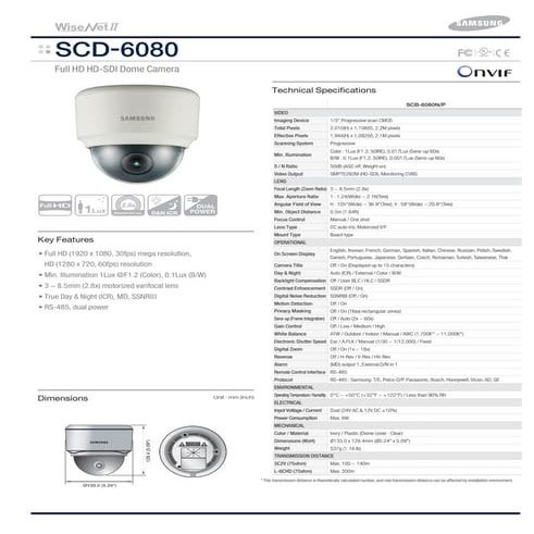 Samsung Techwin SCD-6080 Data Sheet