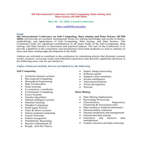 3rd International Conference on Soft Computing, Data mining and Data ...