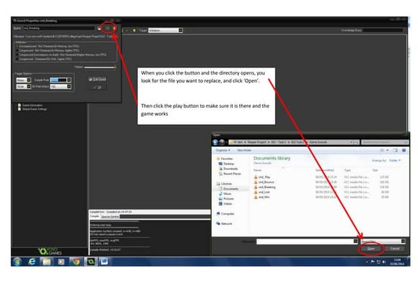 Audio game script example annotated with explanations