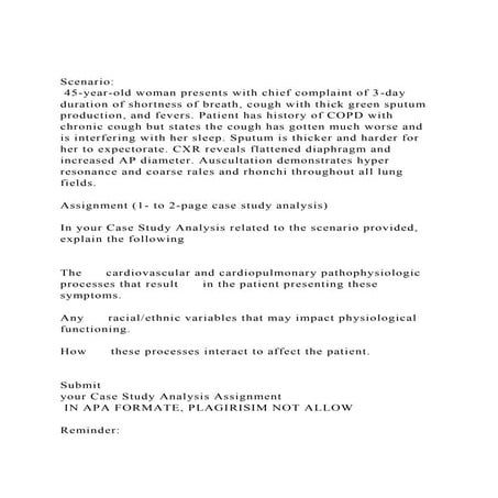 Scenario 45-year-old woman presents with chief complaint of 3.docx