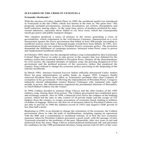 Scenarios of the crisis in venezuela