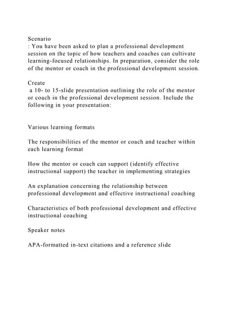 Scenario You have been asked to plan a professional development s docx Scenario You have been asked to plan a professional development s docx
