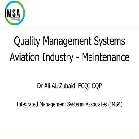 Quality Management Systems - Aviation Industry