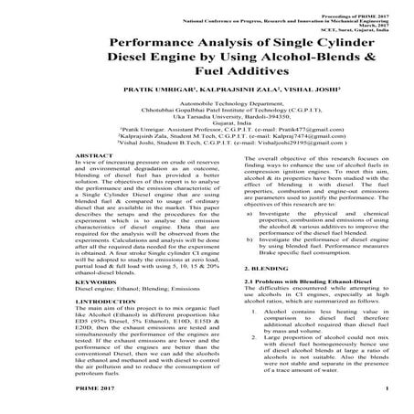 Performance analysis of single cylinder diesel engine by ethanol diesel ...