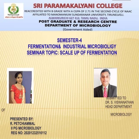 Scale up of fermentation