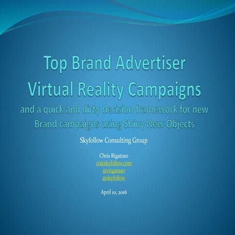Top Brands using virtual reality for advertising campaigns Q2 2016