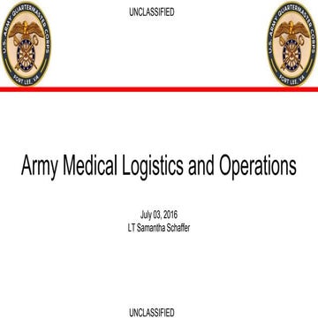 Army Medical Logistics and Operations 