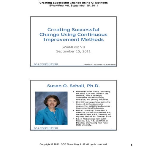 Creating Successful Change Using Continuous Improvement Methods