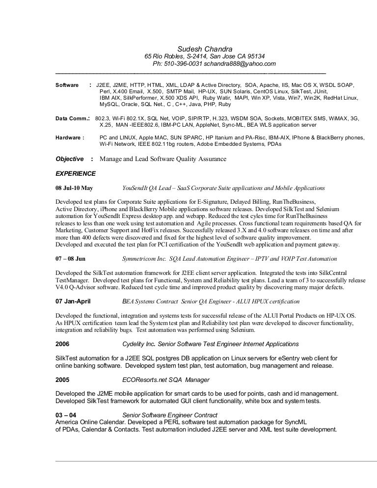 qa resume objective