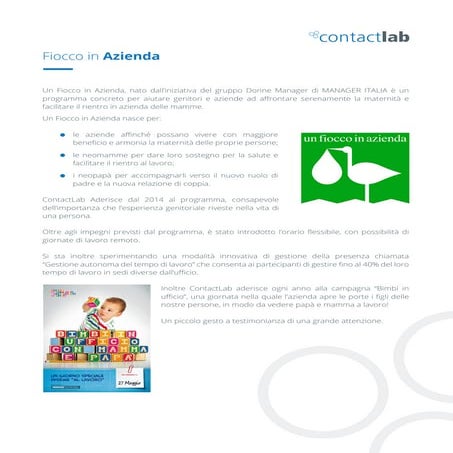 Programma fiocco in Azienda Contactlab