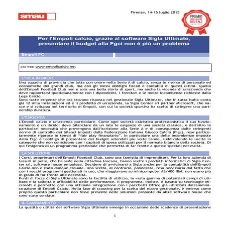 Caso di successo: Empoli FC e SIGLA Ultimate