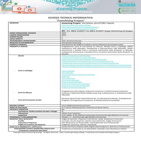 Scheda tecnica informativa