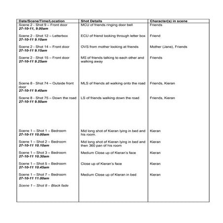Shooting Schedule 1 | DOC