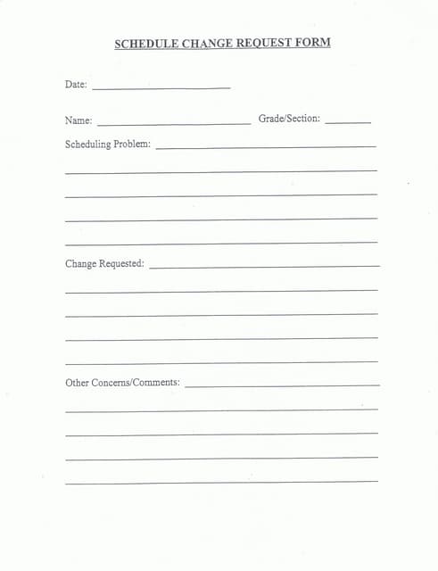 Schedule change request form