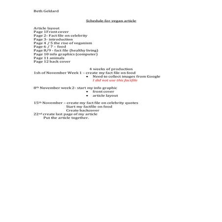 Schedule for atricle 