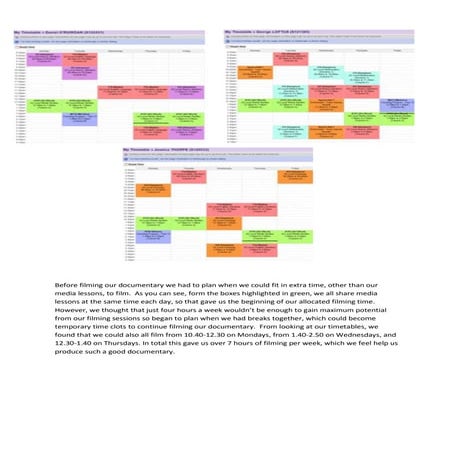 Schedueling the filming
