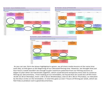 Scheduleing the filming