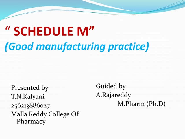 Schedule M in pharmaceutical industries