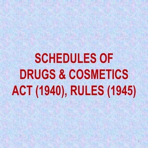 Schedules of Drugs & Cosmetics Act (1940), Rules(1945)