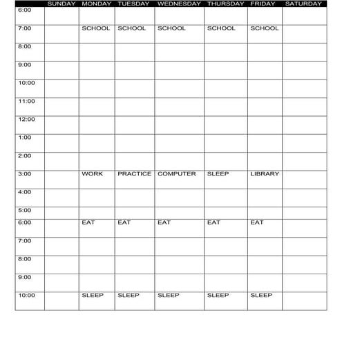Schedule template
