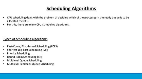 CPU scheduling algorithms in OS | PPT
