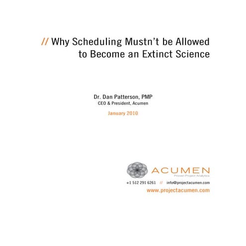 Why Scheduling Mustn't Be Allowed to Become an Extinct Science