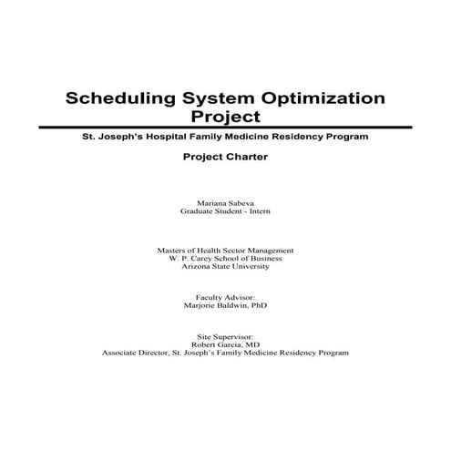Scheduling System Optimization Project Chater Draft 04 13 11