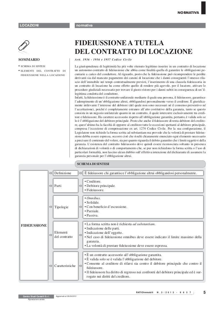 Schema Contratto Di Locazione Con Garanzia Fidejussoria