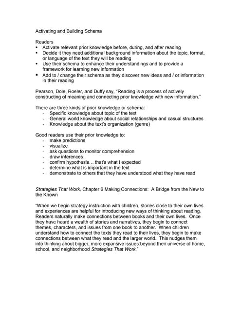 Schema handout by deb smith