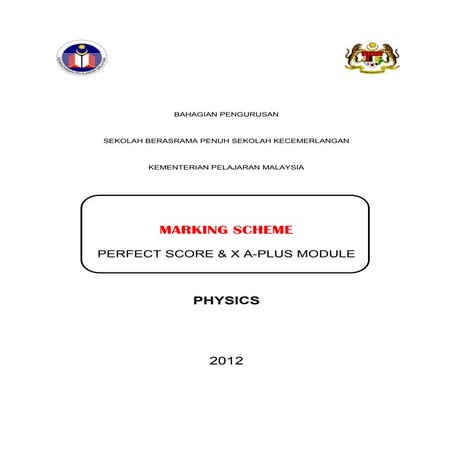 Scheme for perfect score module 2012