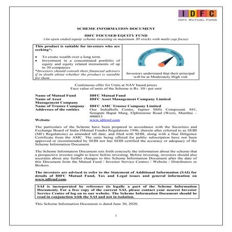 IDFC Focused Equity Fund _Scheme information document