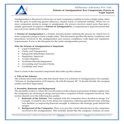 Scheme of Amalgamation- Key Components, Process & Legal Aspects.pdf