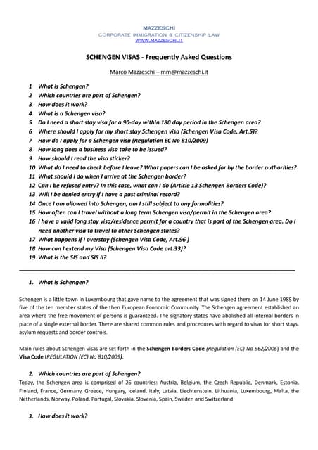 Schengen Visas Frequently Asked Questions Pdf Schengen Visas Frequently Asked Questions Pdf