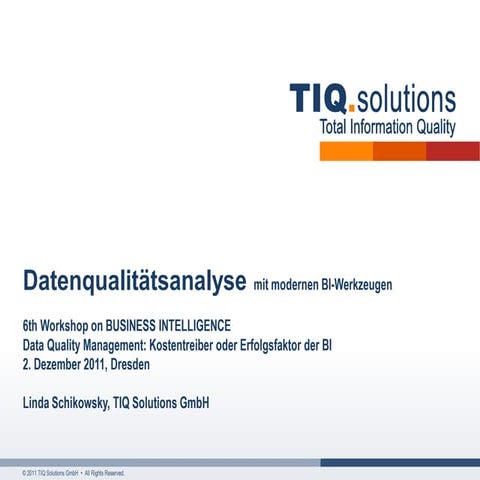 Datenqualitätsanalyse mit modernen Business-Intelligence-Werkzeugen