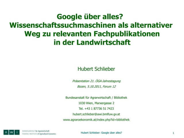 Google über alles?  Wissenschaftssu...
