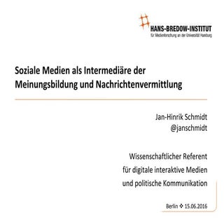 Soziale Medien als Intermediäre der...