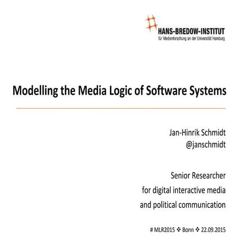 Modelling the Media Logic of Software Systems