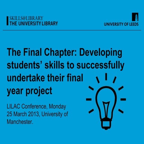 Schneider - The Final Chapter: developing the academic skills of final year p...