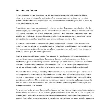 De olho no futuro | DOC